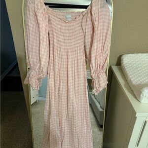 Sleeper Pink Gingham Midi Dress